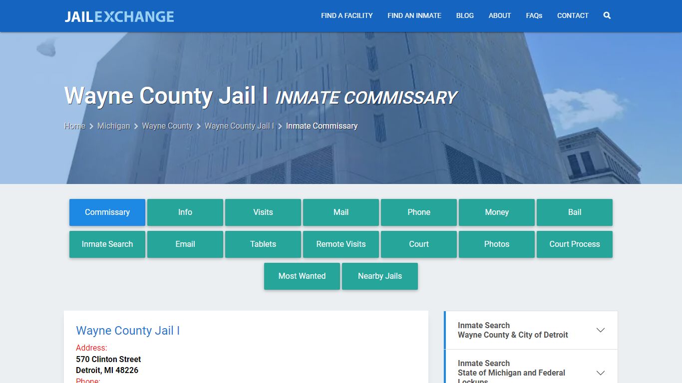 Inmate Commissary, Care Packs - Wayne County Jail I, MI - Jail Exchange